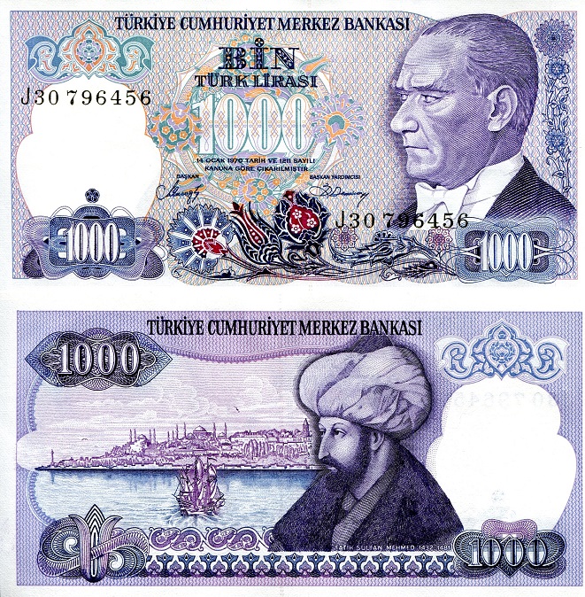 1000 lirasi  (85) AU-UNC Banknote