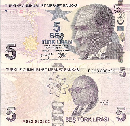 5 Lirasi  (90) UNC Banknote