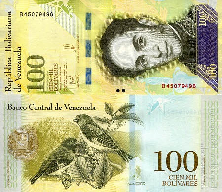 100,000 bolivares  (90) UNC Banknote