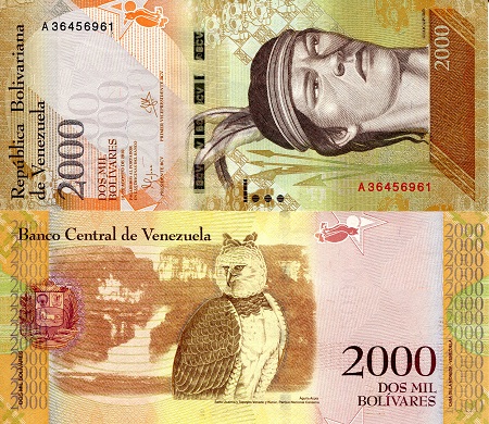 2,000 bolivares  (90) UNC Banknote