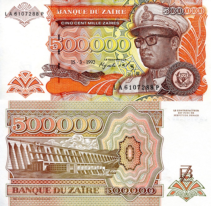 500,000 zaires  (90) UNC Banknote