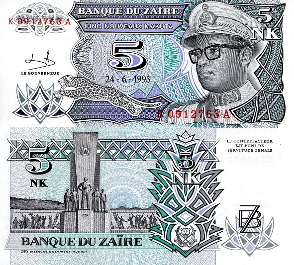 5 nouveaux makuta  (90) UNC Banknote