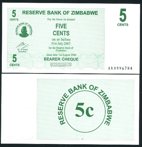 5 cents  (90) UNC Banknote