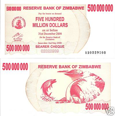 500,000,000 dollars  (90) UNC Banknote