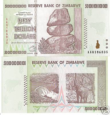 50,000,000,000,000 dollars  (90) UNC Banknote